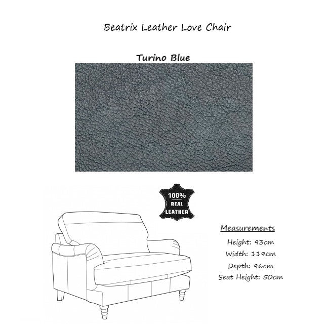 Beatrix Leather Armchair & Love Chair Collection - Choice Of Feet & Leathers - The Furniture Mega Store 