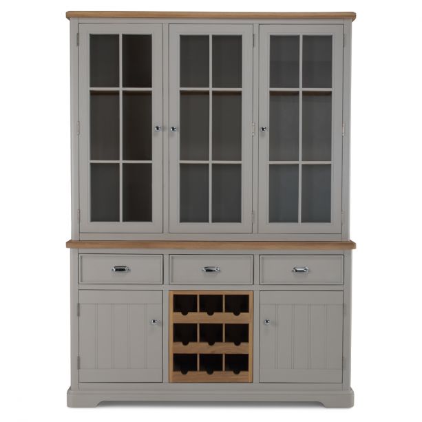 Sunbury Parquet Oak & Grey Painted Large Dresser - The Furniture Mega Store 