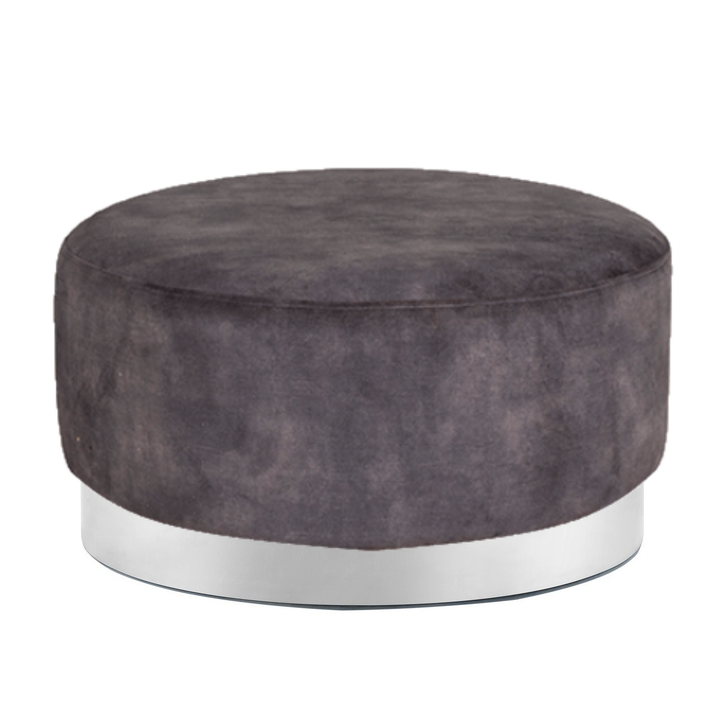 Bond Round Cocktail Ottoman - Choice Of Fabrics & Chrome Or Gold Base - The Furniture Mega Store 