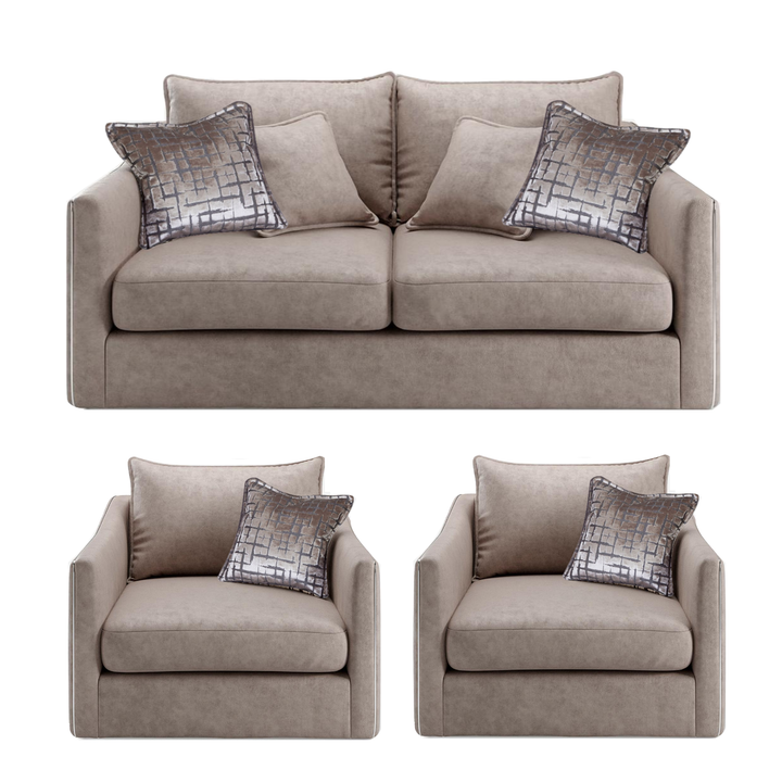 Blaise 3 Seater Sofa & 2 Armchairs - Set - Choice Of Fabrics - The Furniture Mega Store 