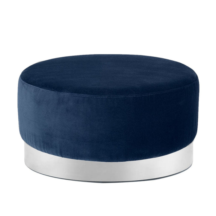 Bond Round Cocktail Ottoman - Choice Of Fabrics & Chrome Or Gold Base - The Furniture Mega Store 