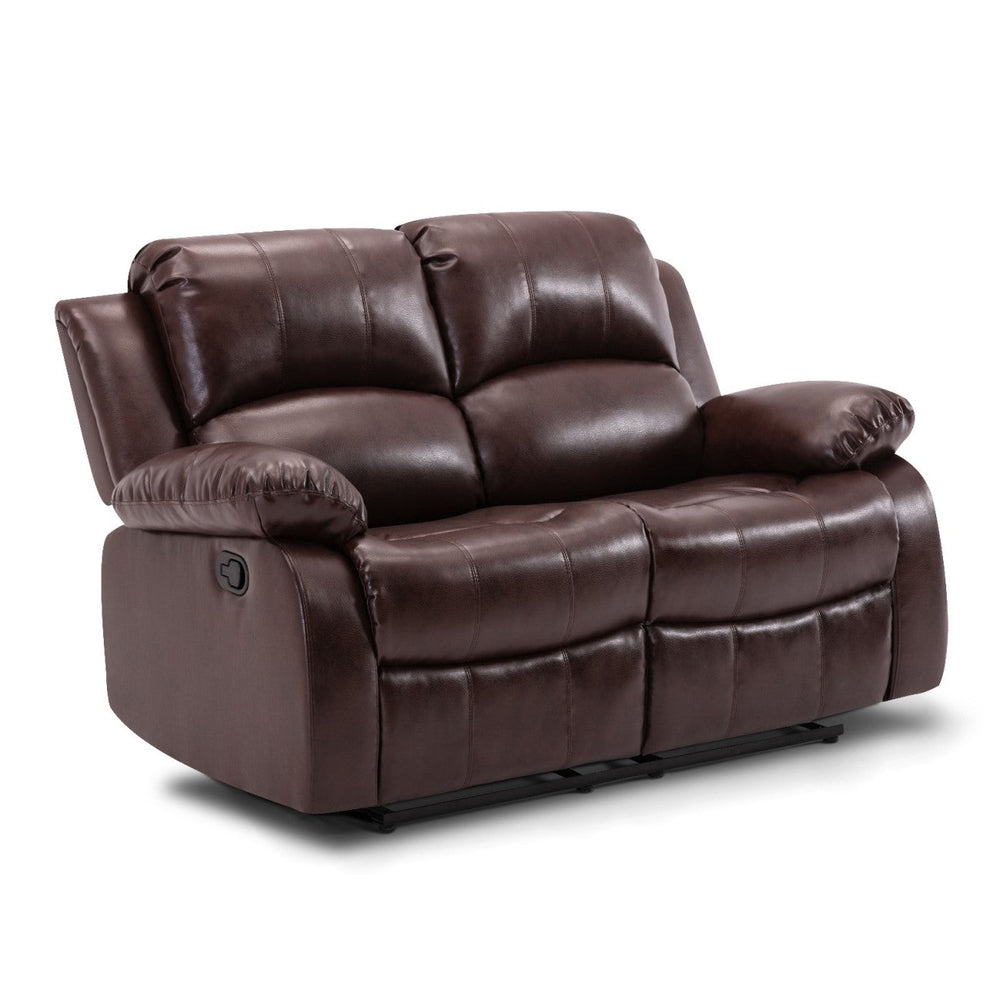 Callino Chestnut Brown Leather Recliner 3 Seater & 2 Seater Sofa Set - The Furniture Mega Store 