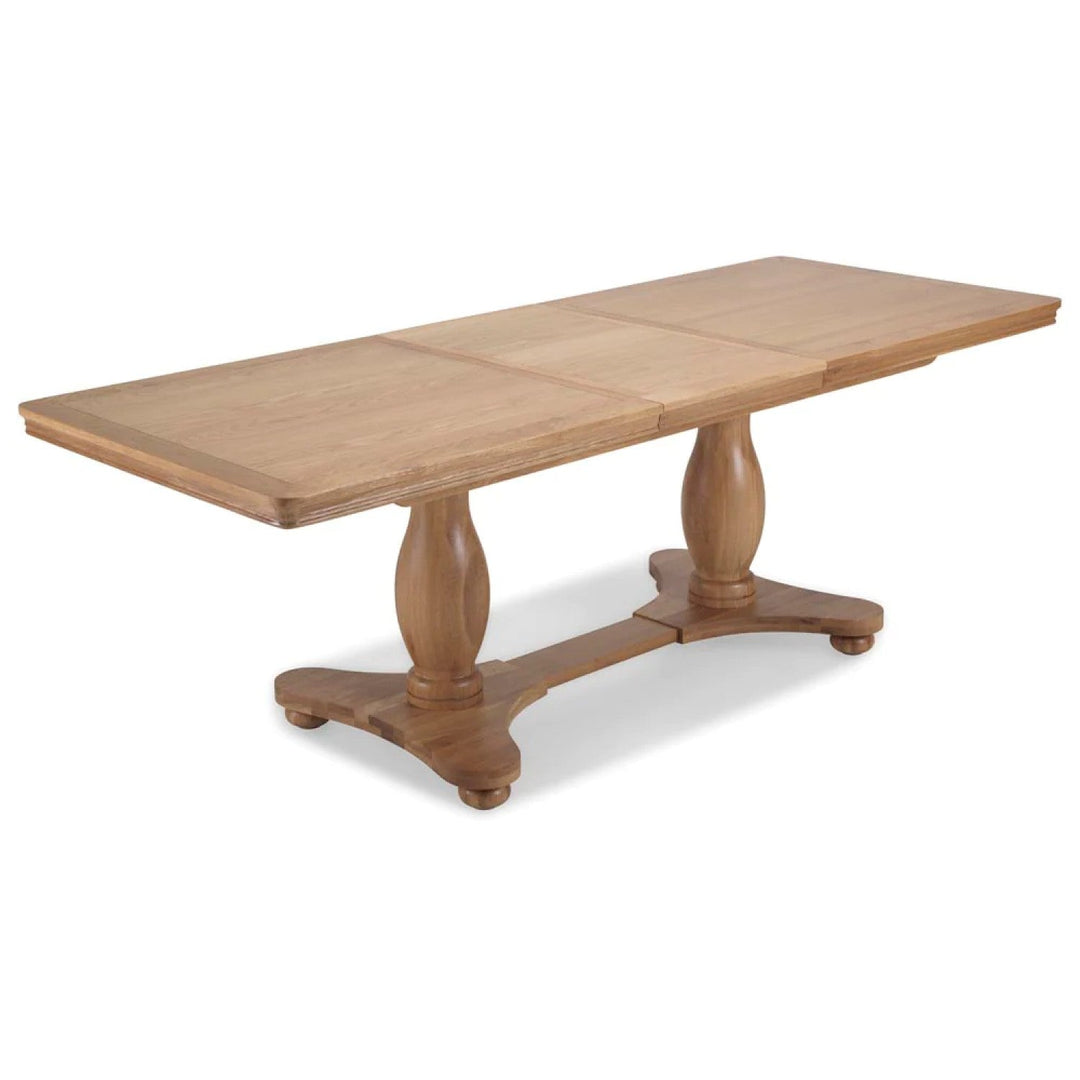 Cannes Natural Oak Extending Pedestal Dining Table - The Furniture Mega Store 