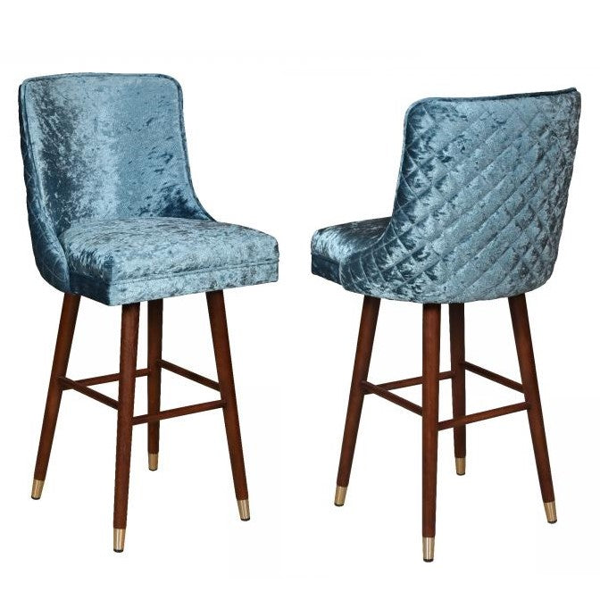 Clare Bespoke Quilted Back Bar Stool - Opulence Velvet - Various Options - The Furniture Mega Store 