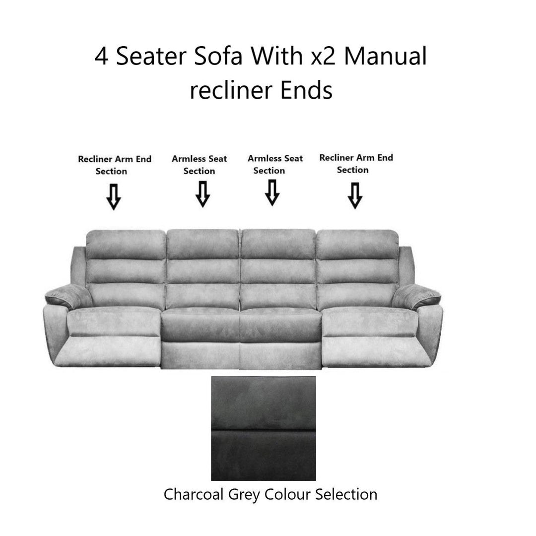 Ellis Modular Fabric Recliner Sofa & Chair Collection - Manual Recliner - The Furniture Mega Store 