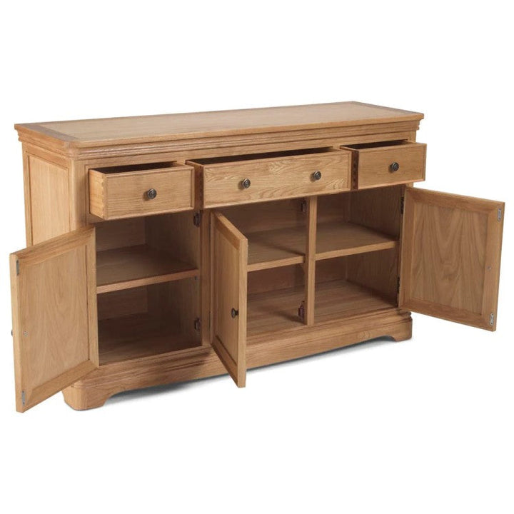 Cannes Natural Oak Large 3 Door Sideboard - The Furniture Mega Store 