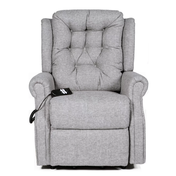 Belvedere Silver Fabric Dual Motor Riser Recliner Chair - Choice Of Sizes - The Furniture Mega Store 