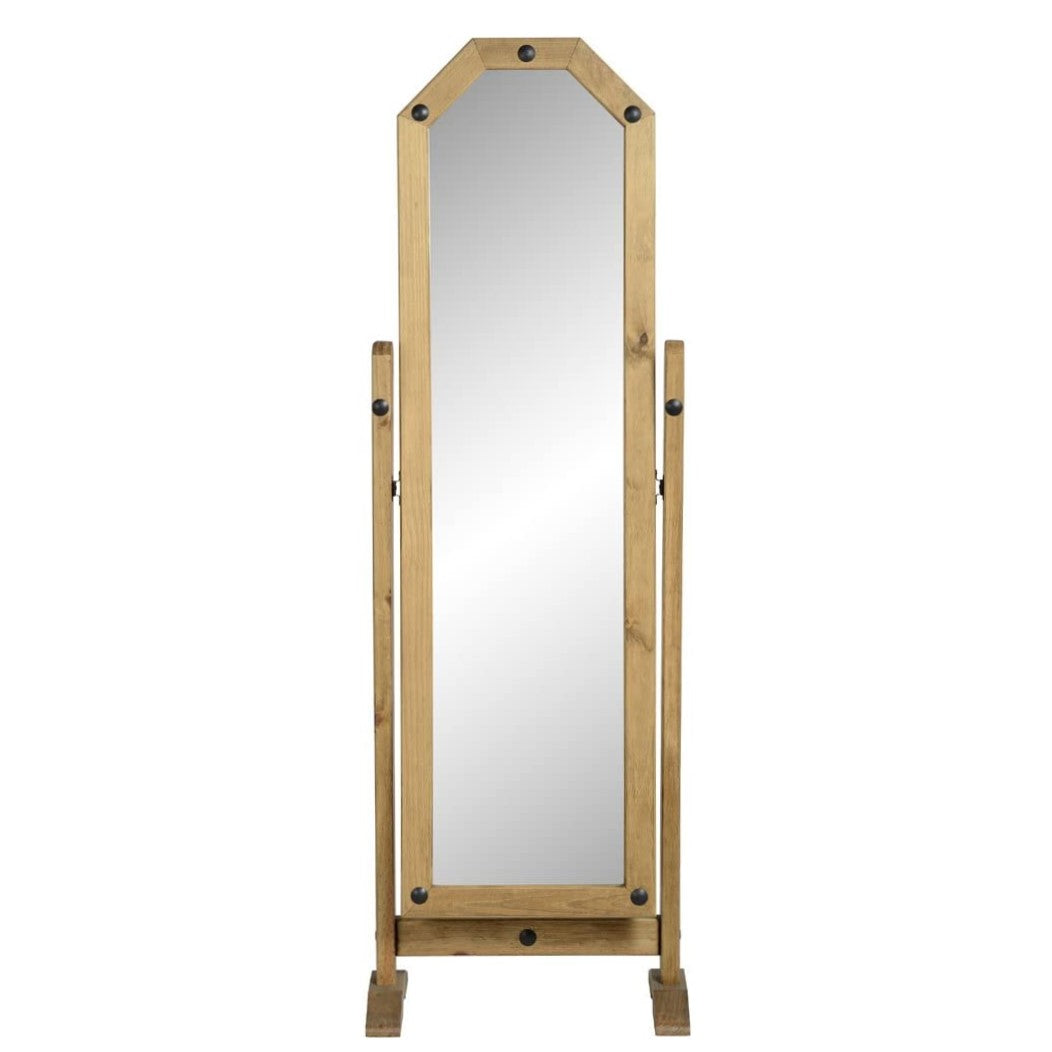 Corona Cheval Mirror in Distressed Waxed Pine - The Furniture Mega Store 