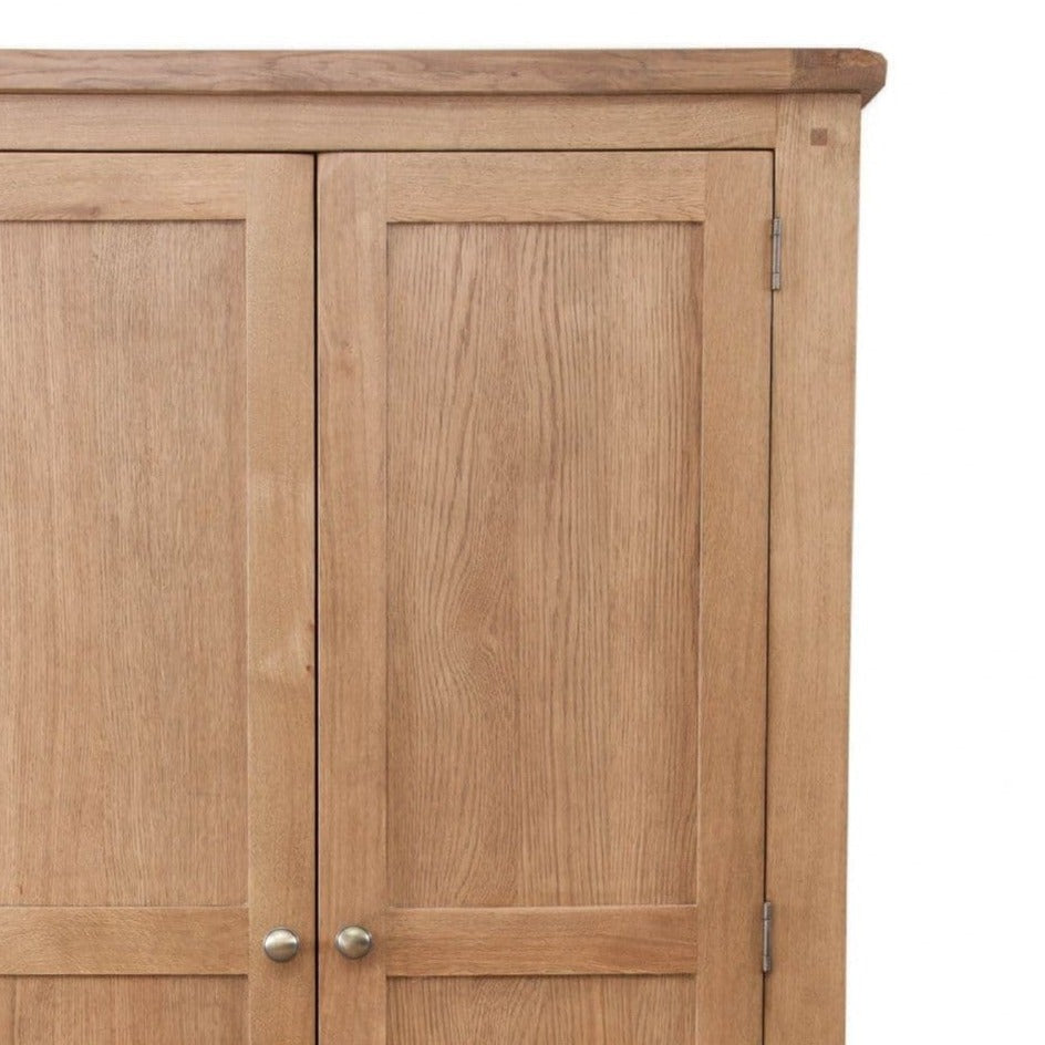 Wiltshire Country Oak 2 Door 2 Drawer Wardrobe - The Furniture Mega Store 