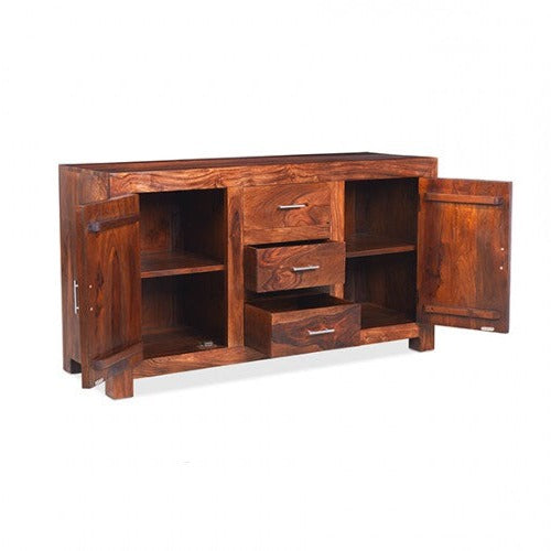 Cuban Petite Sheesham 2 Door 3 Drawer Sideboard - 120cm - The Furniture Mega Store 