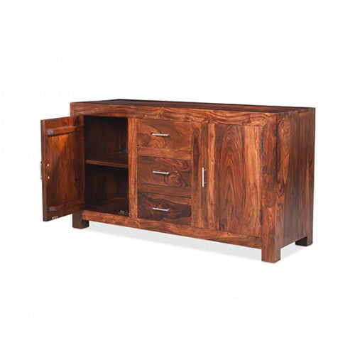 Cuban Petite Sheesham 2 Door 3 Drawer Sideboard - 120cm - The Furniture Mega Store 