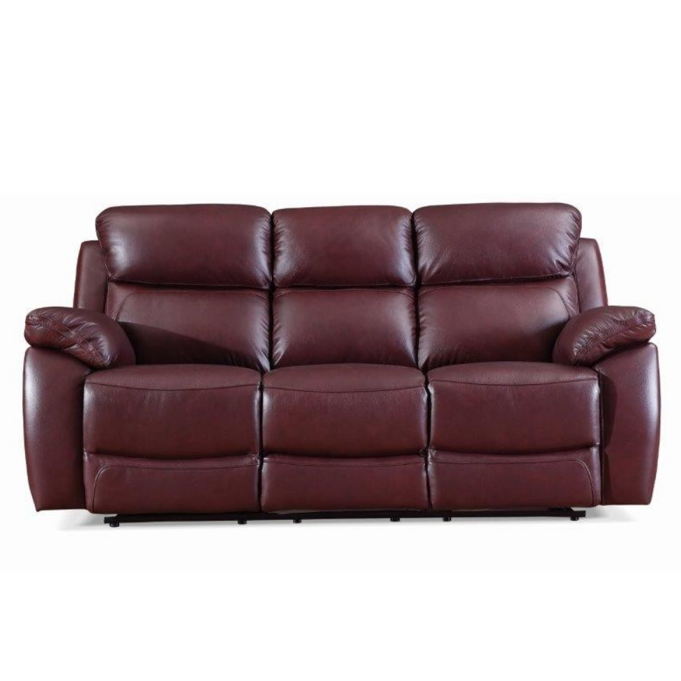 Dallas Burgundy Leather Manual Recliner 3 Seater & 2 Seater Sofa Set - The Furniture Mega Store 