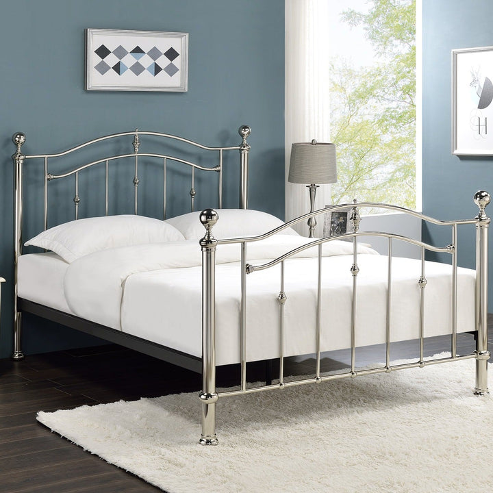 Callisto 4'6 Double Bed - Chrome - The Furniture Mega Store 