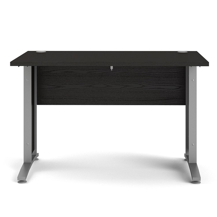 Pria Black Woodgrain Desk 120cm - Black & Silver Grey steel Legs