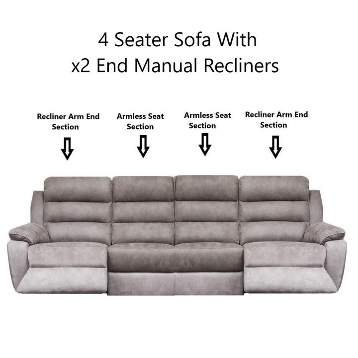 Ellis Modular Fabric Recliner Sofa & Chair Collection - Manual Recliner - The Furniture Mega Store 