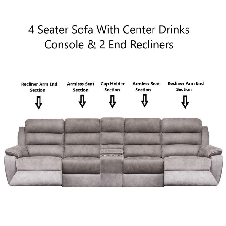 Ellis Corner Modular Fibre Fabric Recliner Sofa - Manual Or Power With USB Charging Port - The Furniture Mega Store 