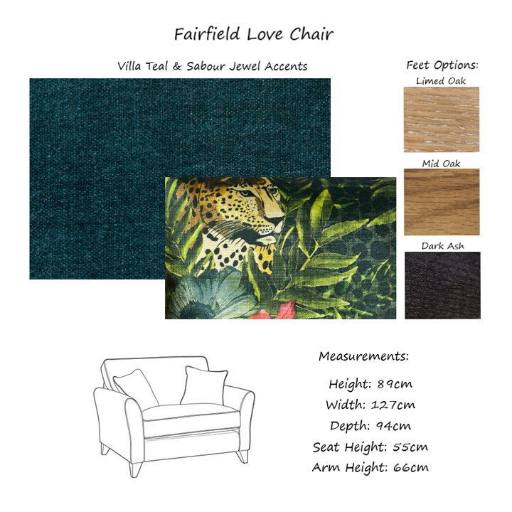 Fairfield Fabric Armchair & Love Chair - Choice Of Fabrics & Feet - The Furniture Mega Store 