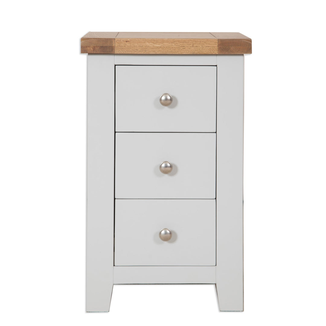 St.Ives French Grey & Oak 3 Drawer Bedside Cabinet - The Furniture Mega Store 