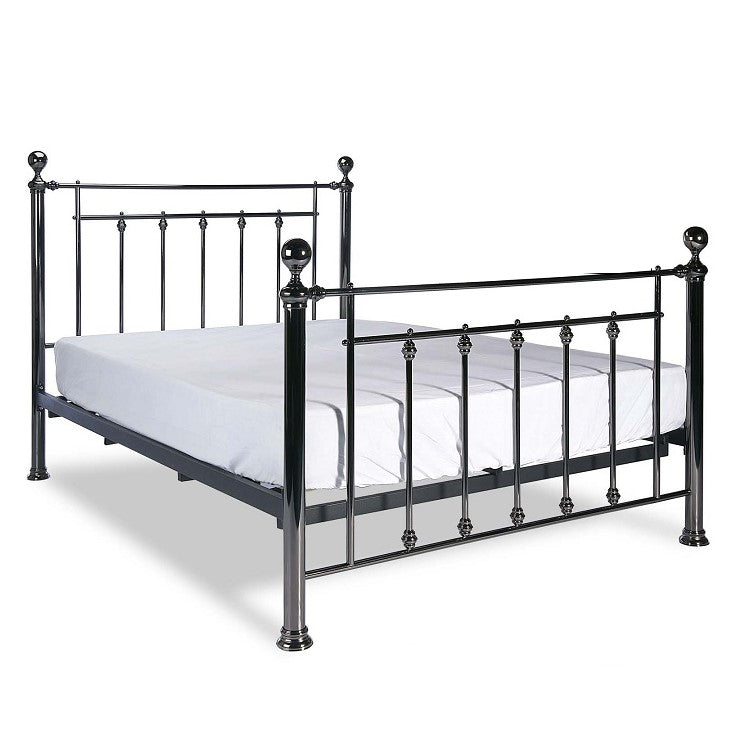 Lenny 4'6 Double Bed - Black Chrome - The Furniture Mega Store 