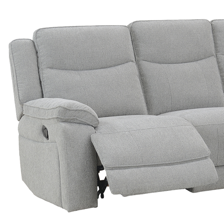 Gracy Fabric Recliner 3 Seater & 2 Seater Sofa Set - Light Grey - The Furniture Mega Store 