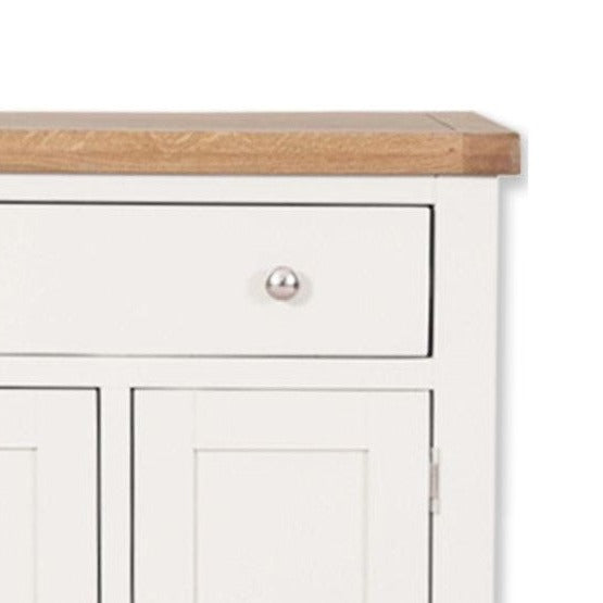 St.Ives White Painted & Oak 2 Door 1 Drawer Hall Cabinet - The Furniture Mega Store 