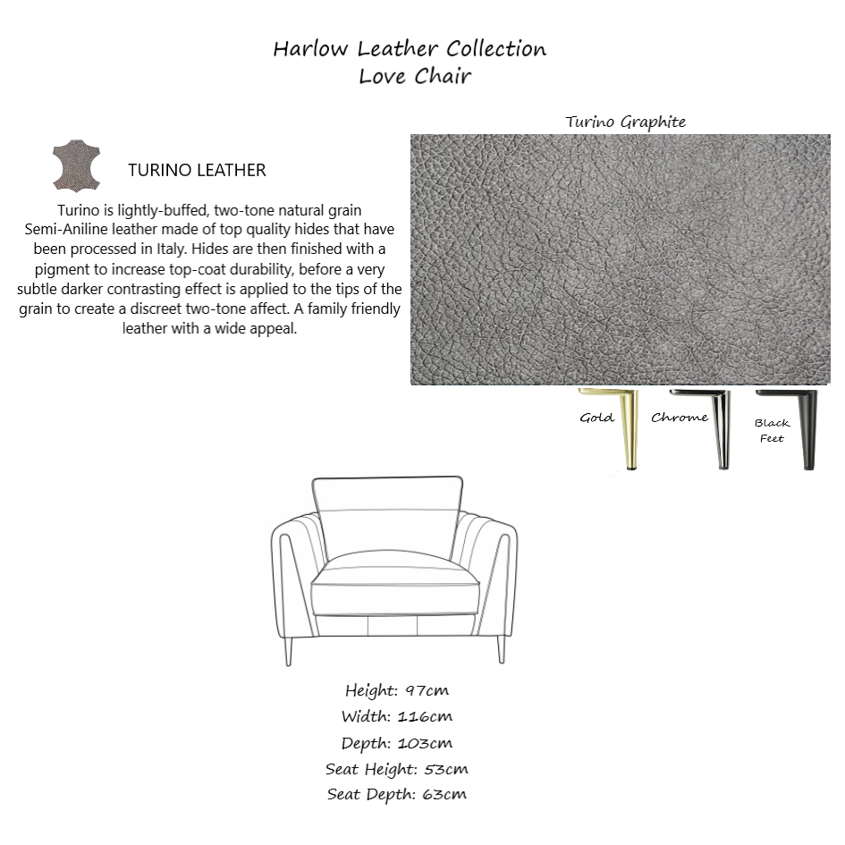 Harlow Leather Love Chair - Choice Of Leathers & Feet - The Furniture Mega Store 