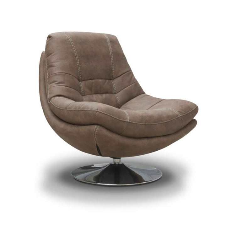 Luxe Fabric & Chrome Swivel Chair - Choice Of Colours - The Furniture Mega Store 