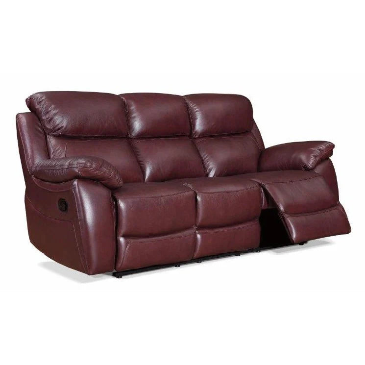 Dallas Burgundy Leather Manual Recliner 3 Seater & 2 Seater Sofa Set - The Furniture Mega Store 