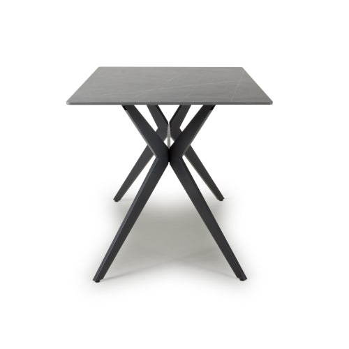 Amour Grey Sintered Stone Cross Base Extending Dining Table - 140cm To 180cm - The Furniture Mega Store 