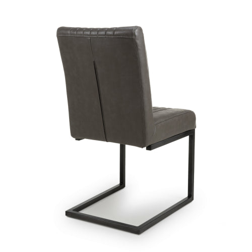 Archie Cantilever Leather Effect Grey Dining Chairs - Sold In Pairs