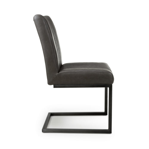 Archie Cantilever Leather Effect Grey Dining Chairs - Sold In Pairs