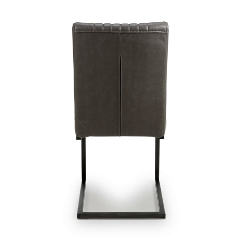 Archie Cantilever Leather Effect Grey Dining Chairs - Sold In Pairs