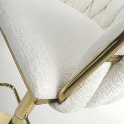 Bellaire Cream Textured Chenille & Gold Bar Stool - The Furniture Mega Store 