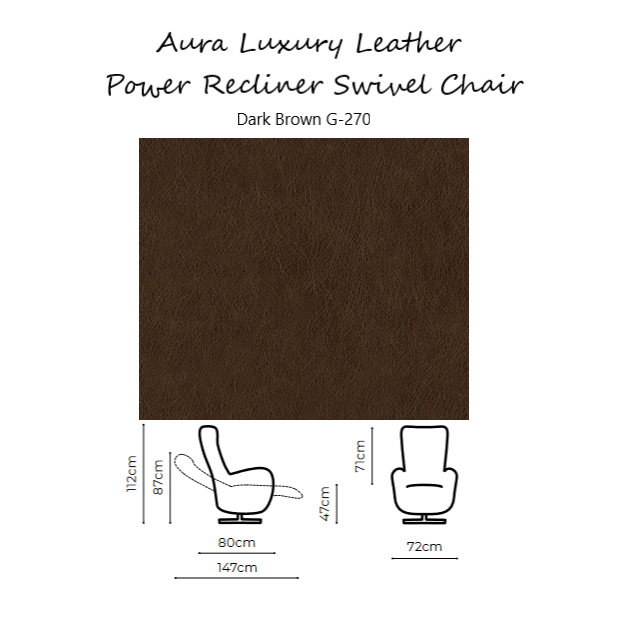 Aura Luxury Leather Recliner Swivel Chair - Choice Of Manual Or Power Recline - The Furniture Mega Store 