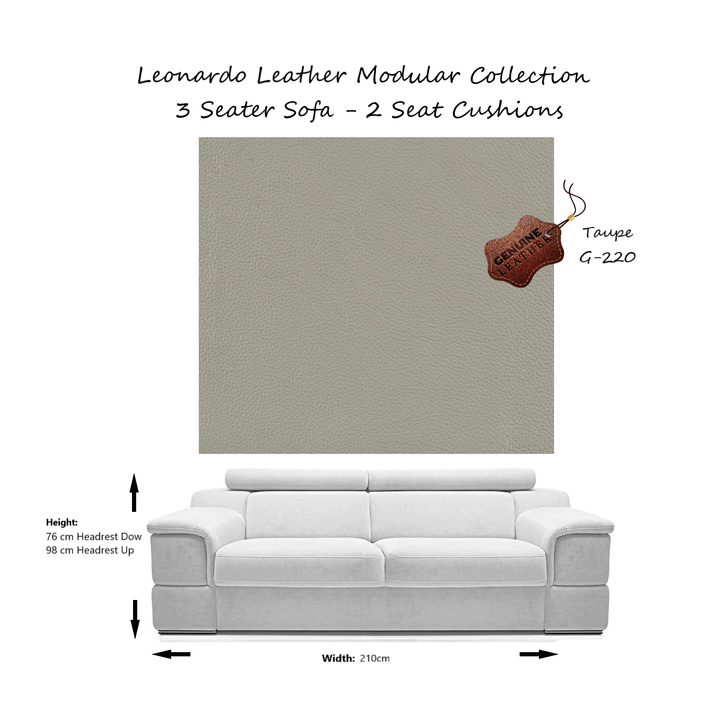 Leonardo Modular Sofa Collection - Choice Of Aqua Clean Fabric or 100% Genuine Leather Upholstery - The Furniture Mega Store 