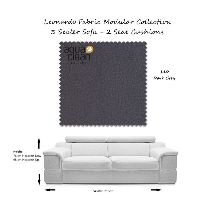 Leonardo Modular Sofa Collection - Choice Of Aqua Clean Fabric or 100% Genuine Leather Upholstery - The Furniture Mega Store 