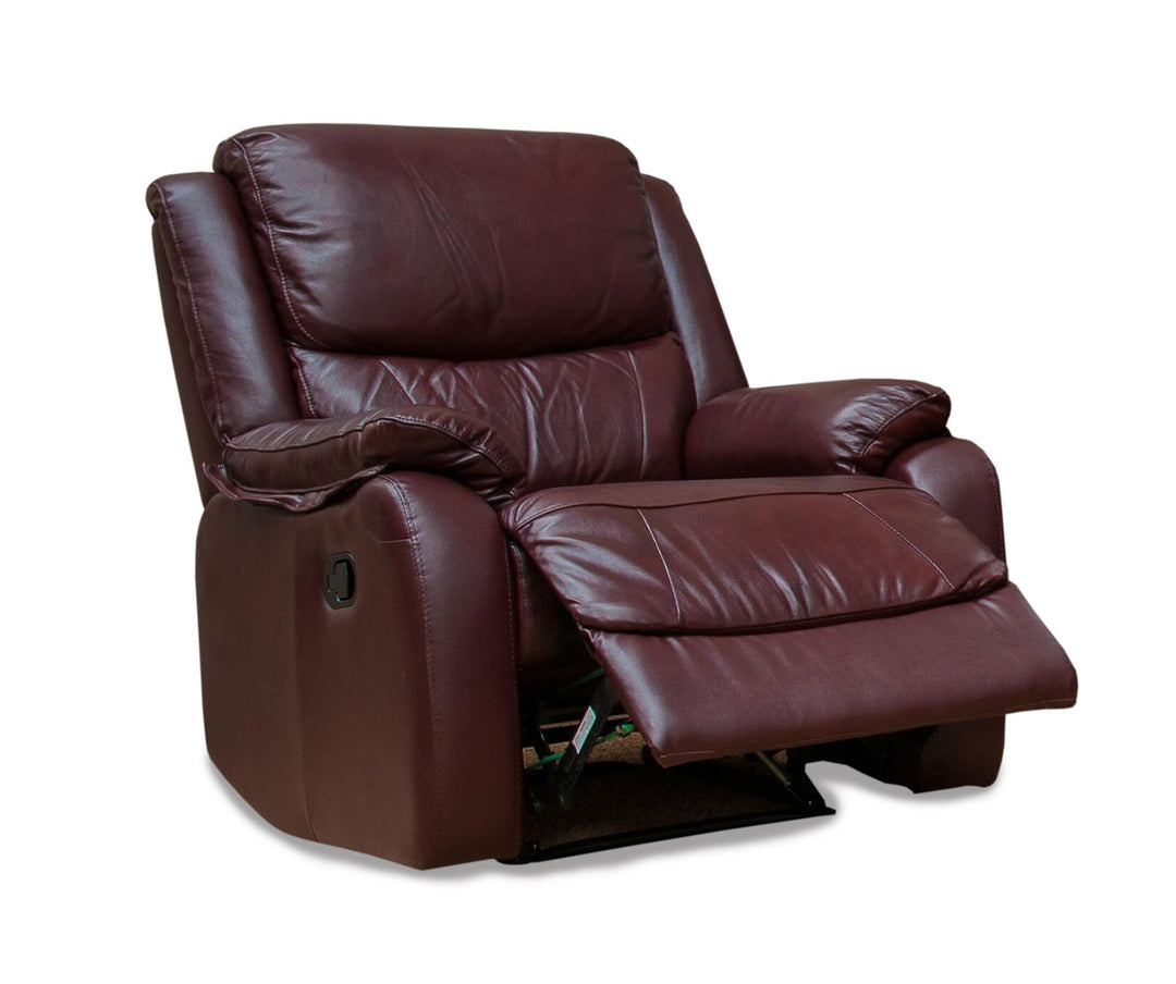 Emblem Leather Manual Recliner Armchair - Choice Of Colours - The Furniture Mega Store 