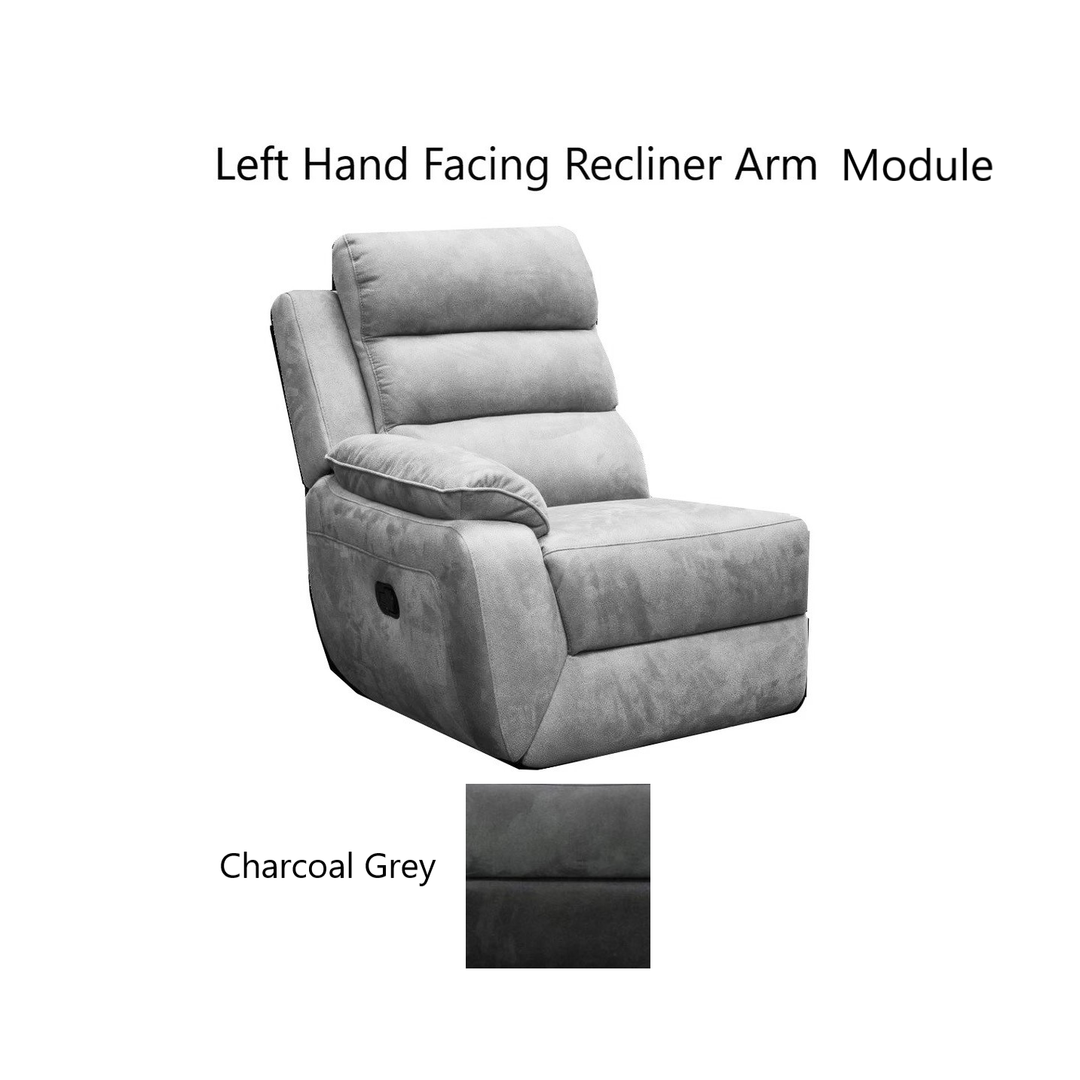 Ellis Corner Modular Fibre Fabric Recliner Sofa - Manual Or Power + USB Charging Port - The Furniture Mega Store 