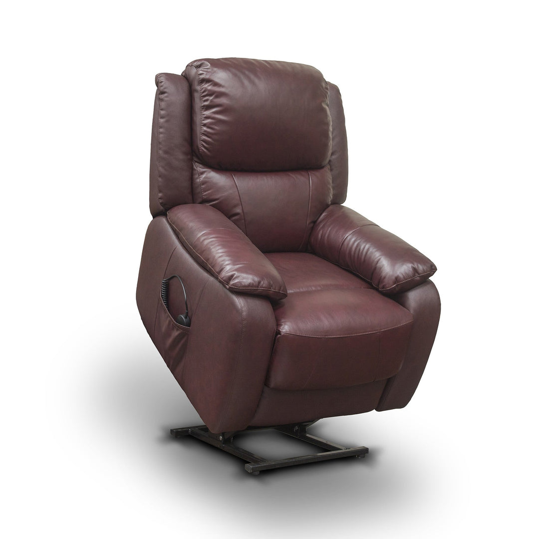 Penrith Leather Dual Motor Lift and Rise Chair - Burgundy - The Furniture Mega Store 