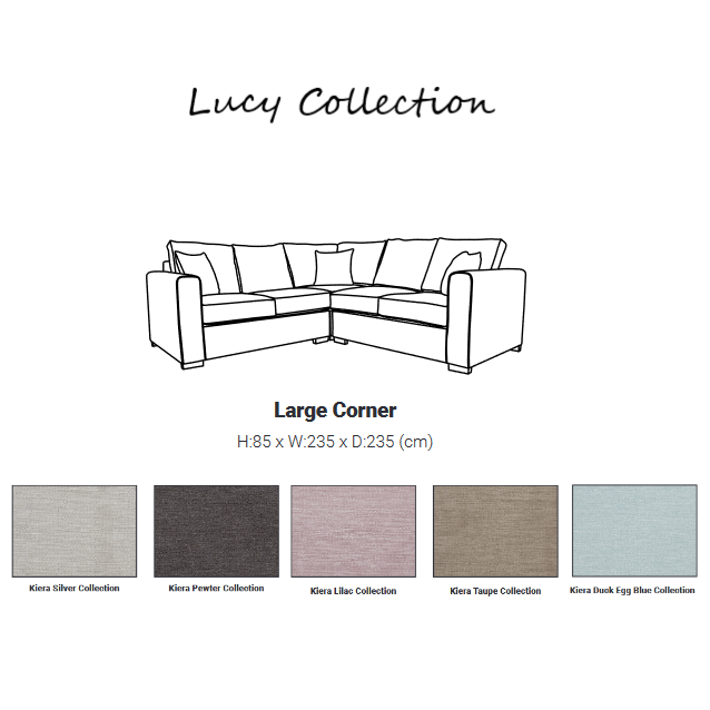 Lucy Fabric Corner Sofa Collection - Choice Of Sizes & Fabrics - The Furniture Mega Store 