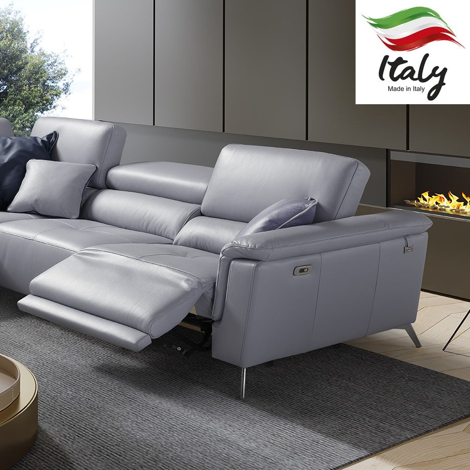 Birdy Italian Leather Power Recliner Corner Sofa - Various Options - The Furniture Mega Store 