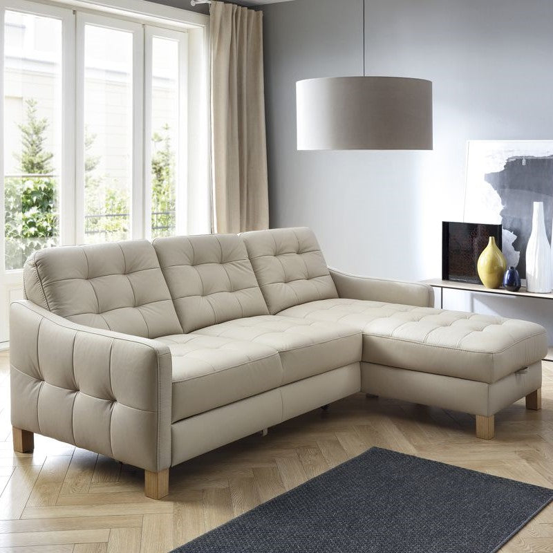 Malmo Leather Corner Chaise Sofa Bed With Storage - The Furniture Mega Store 