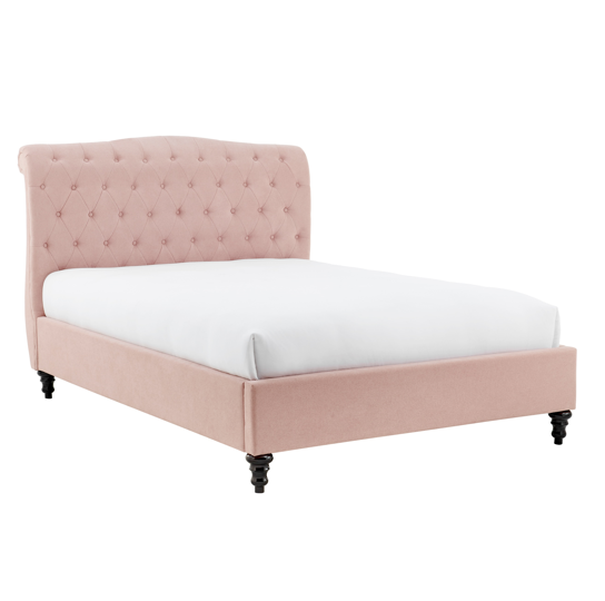 Rosa Fabric 4'6 Double Bed - Pink - The Furniture Mega Store 