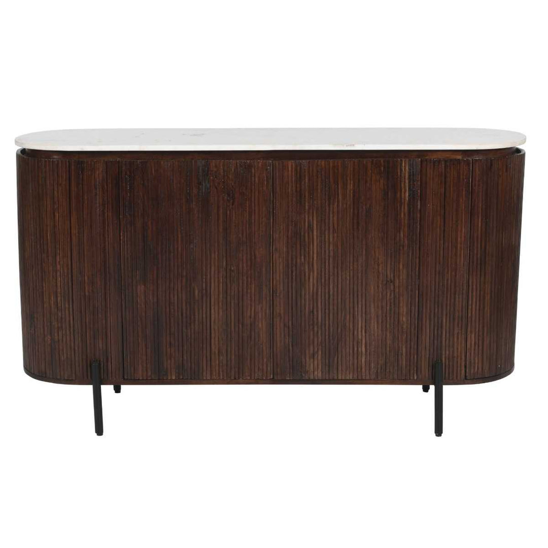 Opal Fluted Mango Wood & Marble Large Sideboard - 160cm - The Furniture Mega Store 