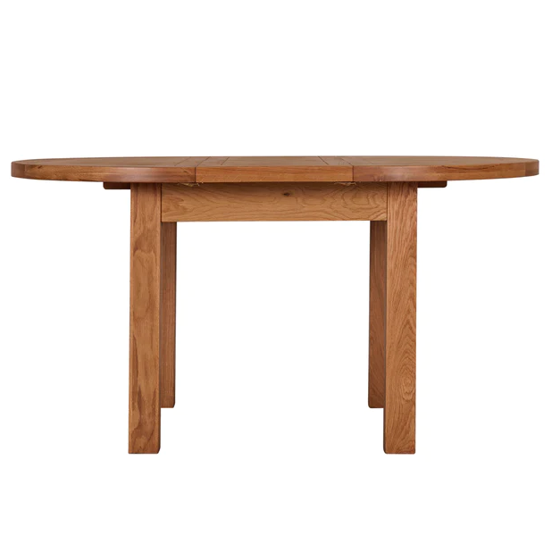 Torino Country Solid Oak Round Extending Dining Table - 110cm - The Furniture Mega Store 