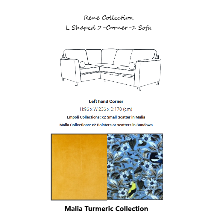 Rene Collection Corner Sofa - Available In A Choice Of Fabrics & Sizes - The Furniture Mega Store 