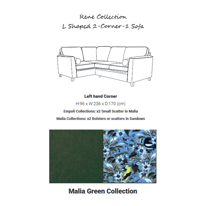 Rene Collection Corner Sofa - Available In A Choice Of Fabrics & Sizes - The Furniture Mega Store 