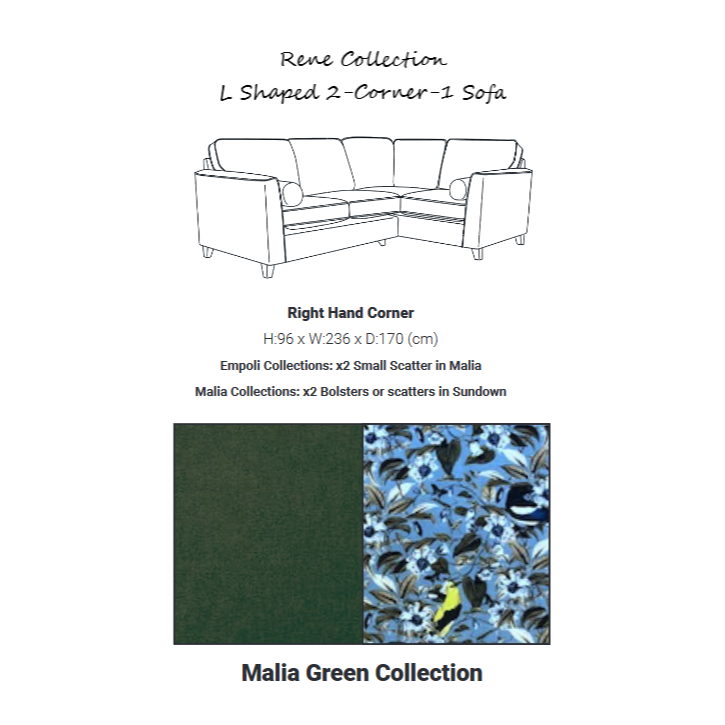 Rene Collection Corner Sofa - Available In A Choice Of Fabrics & Sizes - The Furniture Mega Store 