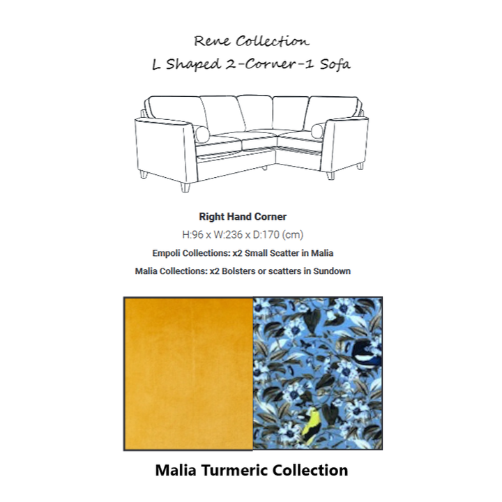 Rene Collection Corner Sofa - Available In A Choice Of Fabrics & Sizes - The Furniture Mega Store 