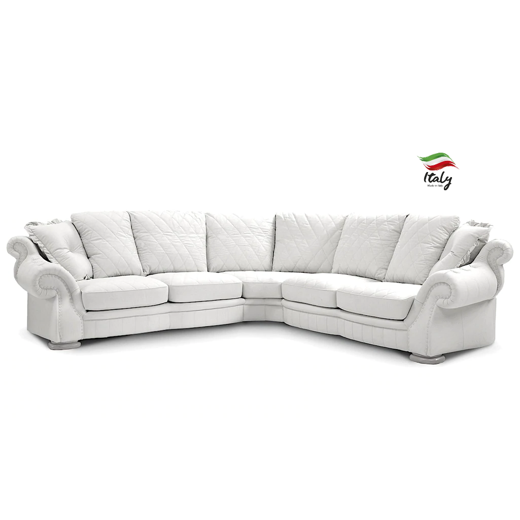 Pendragon Italian Leather Corner Sofa - Choice Of Leathers & Optional Swarovski Crystal Buttons. - The Furniture Mega Store 